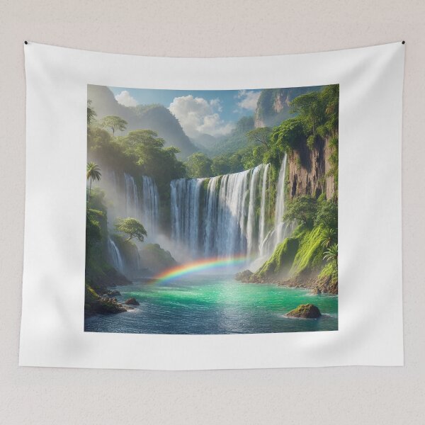 Item preview, Cliffside Waterfall Rainbow designed and sold by shefo99.