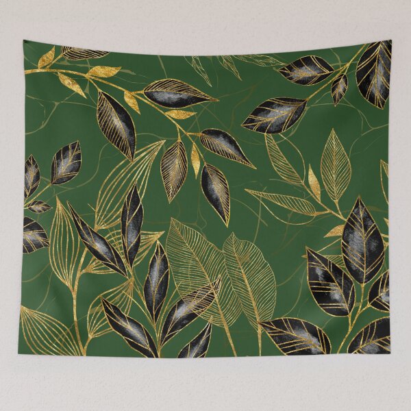 Item preview, Black and Gold Leaf Pattern designed and sold by TurquoiseBird.