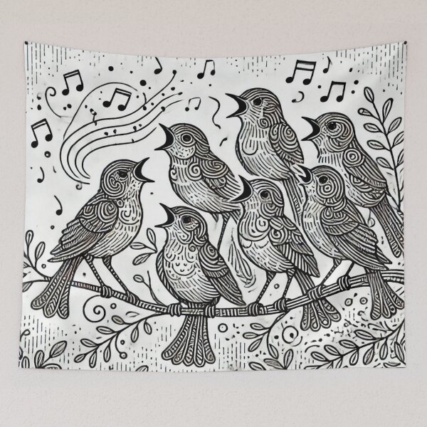 Aperçu de l'œuvre Singing Harmony of Birds créée et vendue par OpraOpra.