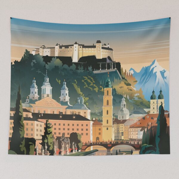 Item preview, Póster de viaje vintage de Salzburgo designed and sold by TravelerRat.