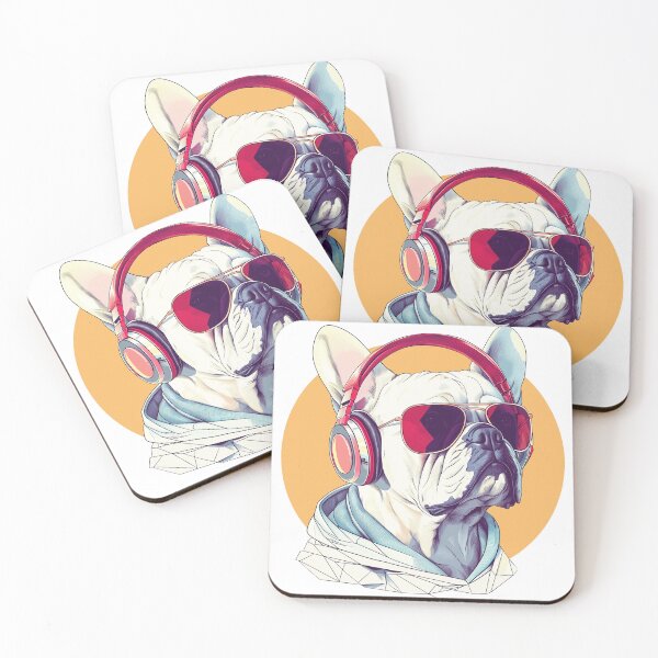 Item preview, Minimalist Hipster French Bulldog with Sunglasses and Headphones designed and sold by Danukie.