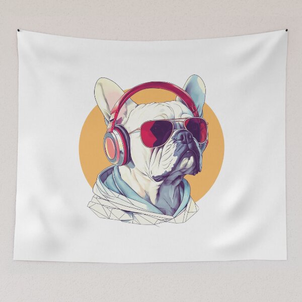 Item preview, Minimalist Hipster French Bulldog with Sunglasses and Headphones designed and sold by Danukie.
