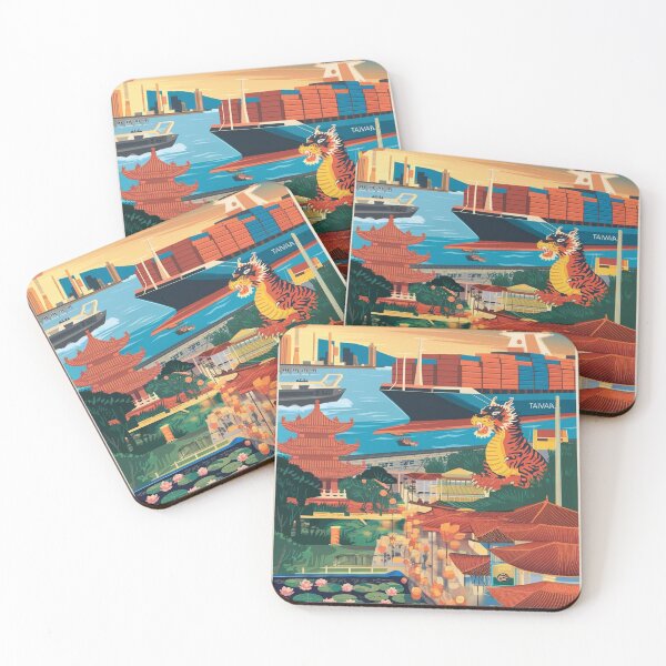 Item preview, Kaohsiung Vintage Travel Poster designed and sold by TravelerRat.