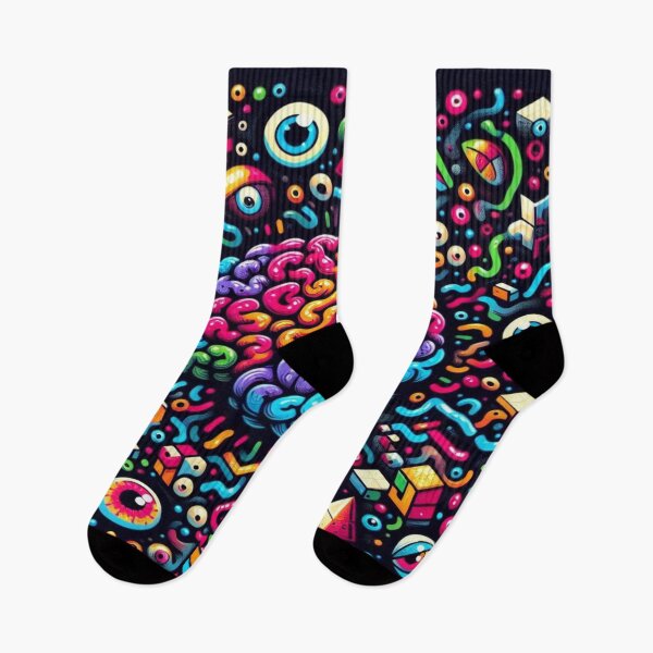 Item preview, Psychedelic Doodle of Molecular Brains and Evil Eyes in a Tetris Maze designed and sold by Imaginarium of Chaos falcon88 .