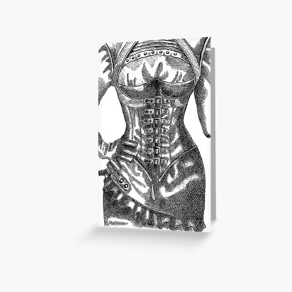 Leather Corset Fashion Illustration by Goddamn Media Greeting Card