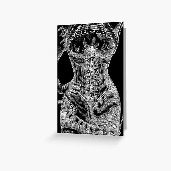 Leather Corset In White Fashion Illustration by Goddamn Media Greeting Card