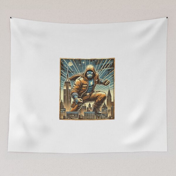 Item preview, Midnight Guardian: Retro Superhero Over New York City designed and sold by OldSchoolRetro.