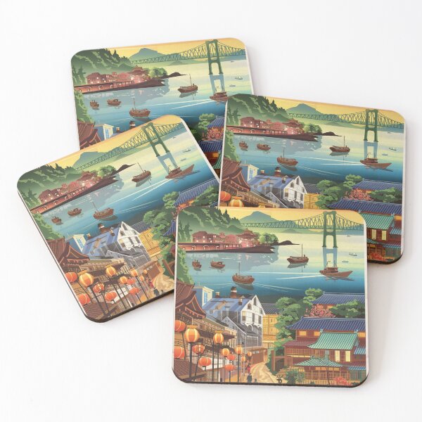 Item preview, Nagasaki Vintage Travel Poster designed and sold by TravelerRat.