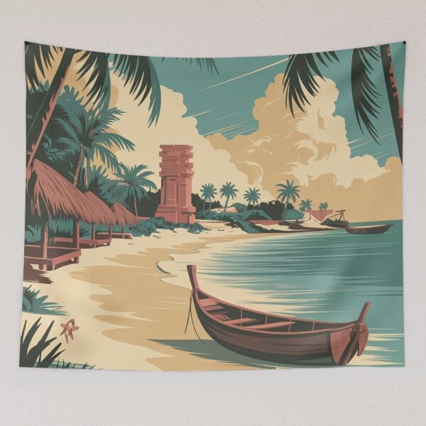 Item preview, Playa Del Carmen Vintage Travel Poster designed and sold by TravelerRat.