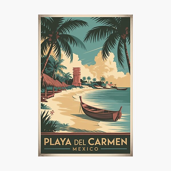 Item preview, Playa Del Carmen Vintage Travel Poster designed and sold by TravelerRat.