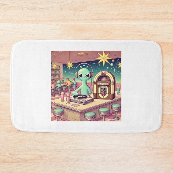 Item preview, Retro Cosmic Diner DJ Alien designed and sold by OldSchoolRetro.