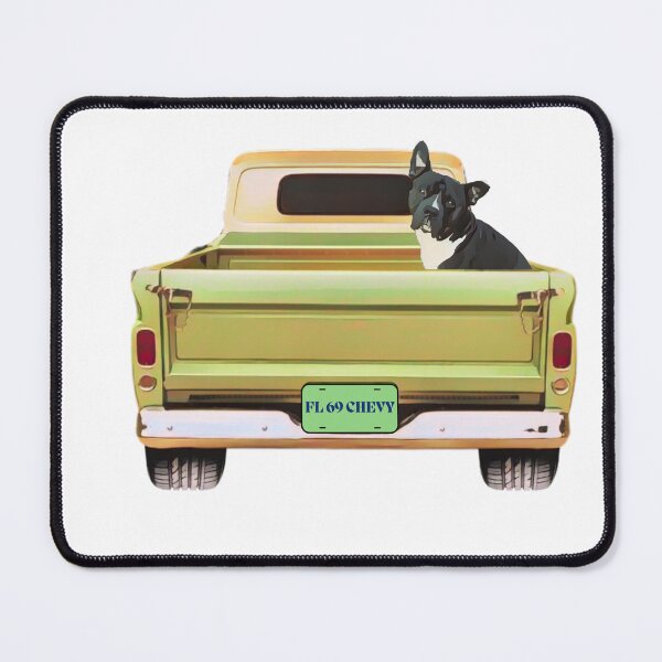 Item preview, 69 CHEVY TRUCK WITH AN AMERICAN BULLDOG IN THE BACK designed and sold by TaraPen.