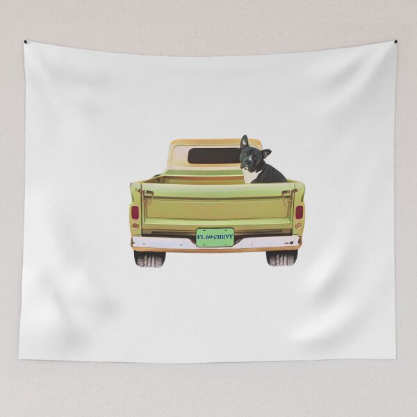 Item preview, 69 CHEVY TRUCK WITH AN AMERICAN BULLDOG IN THE BACK designed and sold by TaraPen.