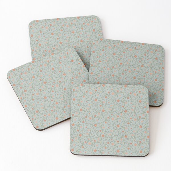Item preview, Cottagecore blue floral with pink and red flowers designed and sold by sassykea.