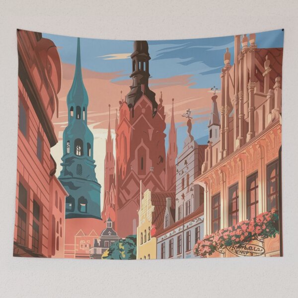 Item preview, Riga Vintage Travel Poster designed and sold by TravelerRat.