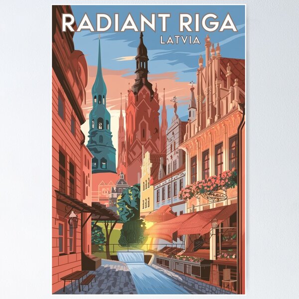Item preview, Riga Vintage Travel Poster designed and sold by TravelerRat.