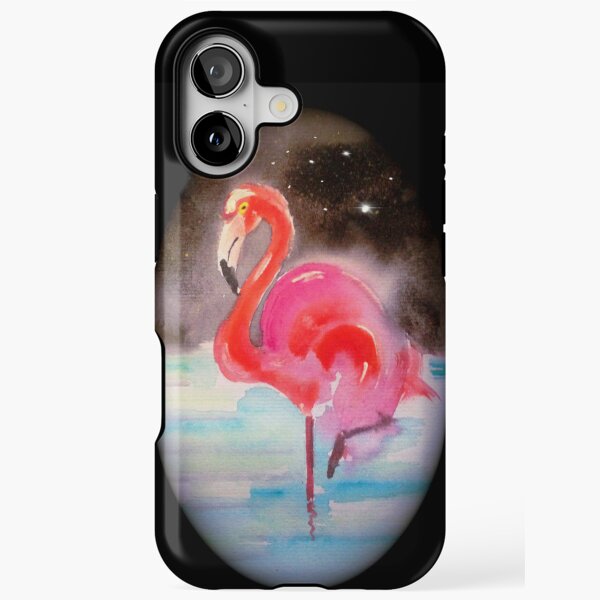 Pink Flamingo at Midnight with Twinkly Stars by Goddamn Media  iPhone Tough Case