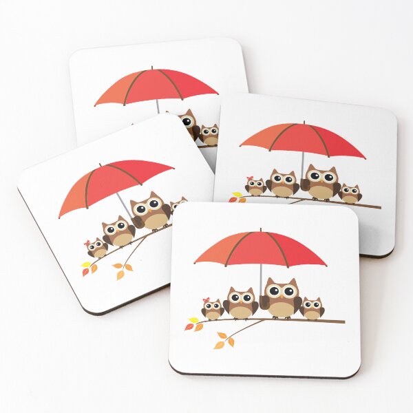 Item preview, Owl Family with an Umbrella sitting in the Tree designed and sold by MagnoliaLake.