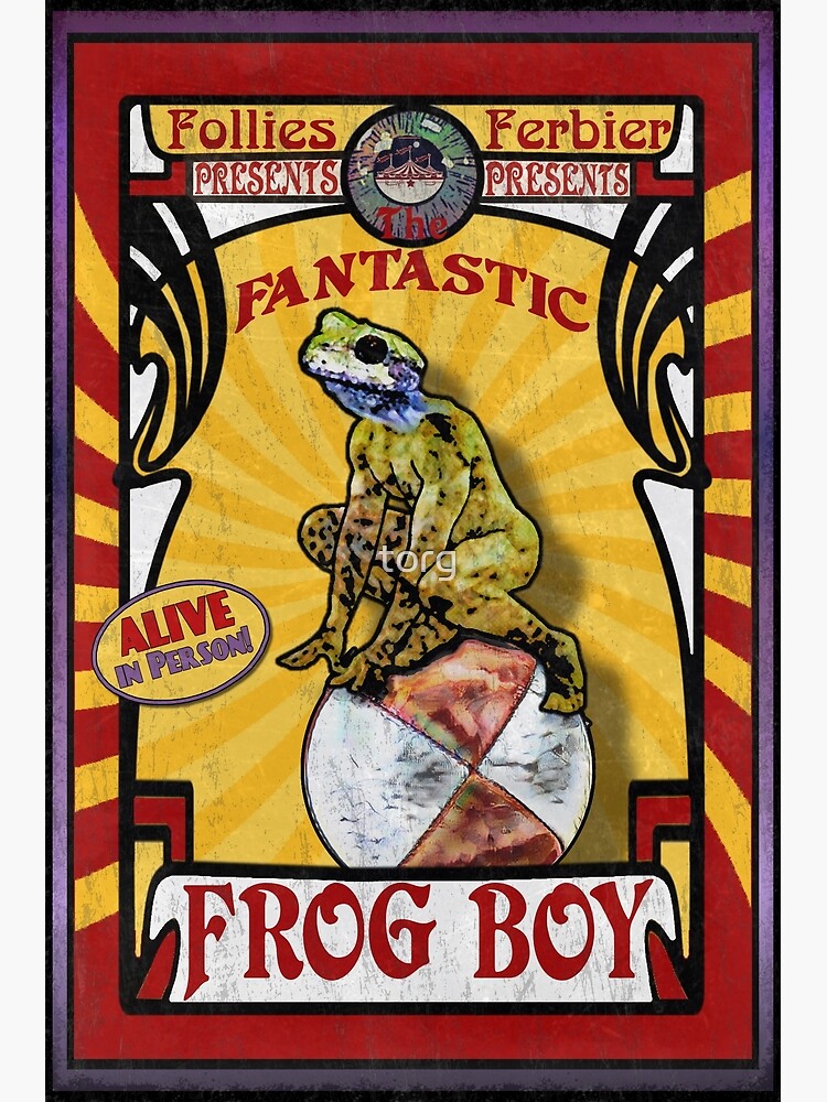 Freak Geek Circus Otis the Frog Boy Alive Lake Fly Fish Vintage Poster  Repro -  Sweden