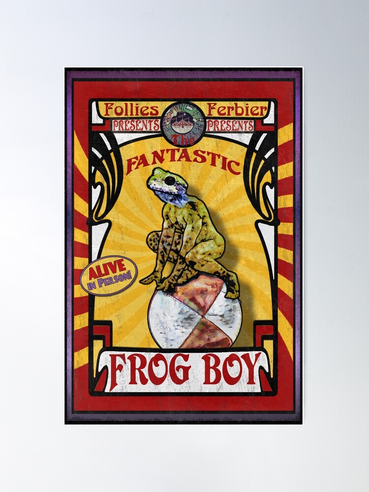 Freak Geek Circus Otis the Frog Boy Alive Lake Fly Fish Vintage Poster  Repro -  Sweden