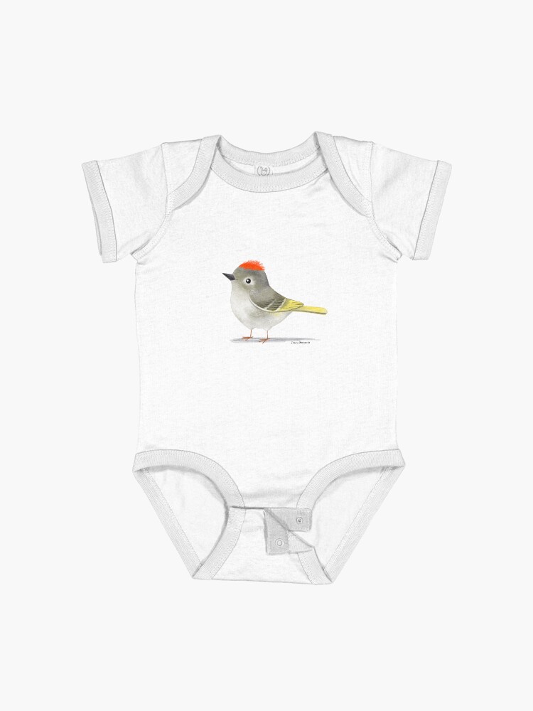 Thumbnail 1 of 2, Baby One-Piece, Ruby Crowned Kinglet bird designed and sold by julianamotzko.