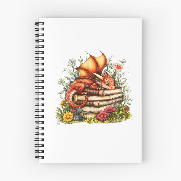 Item preview, Cute Red Dragon Flowers And Books designed and sold by TheAnimalZ00.