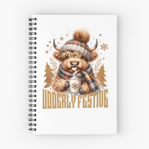 Item preview, Udderly Festive Winter Highland Cow with Scarf and Latte designed and sold by GlobalGraphics.