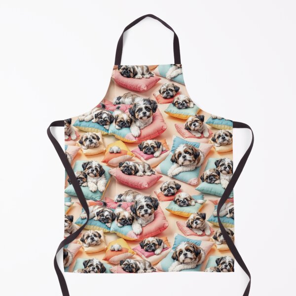 Item preview, A bright 3D pattern background with cuddly Shih Tzus lounging on pillows, perfect for home decor and pet-related products. designed and sold by AlwaysHome.