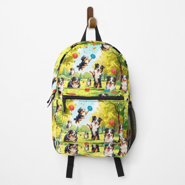 Item preview, A cheerful 3D pattern background featuring playful Australian Shepherds with frisbees in a sunny park, great for outdoor activity-themed designs. designed and sold by AlwaysHome.