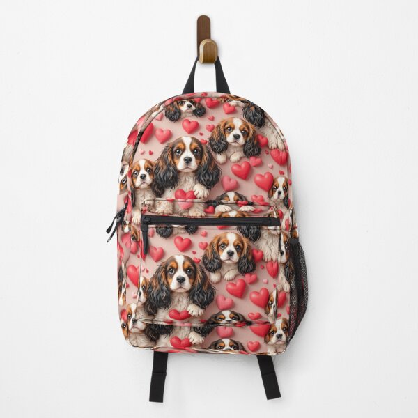 Item preview, A charming 3D pattern background with sweet Cavalier King Charles Spaniels surrounded by hearts, ideal for romantic pet-themed products. designed and sold by AlwaysHome.
