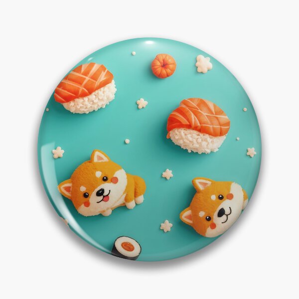 Item preview, A vibrant 3D pattern background showcasing playful Shiba Inus with sushi, perfect for fun and quirky pet-themed products. designed and sold by AlwaysHome.