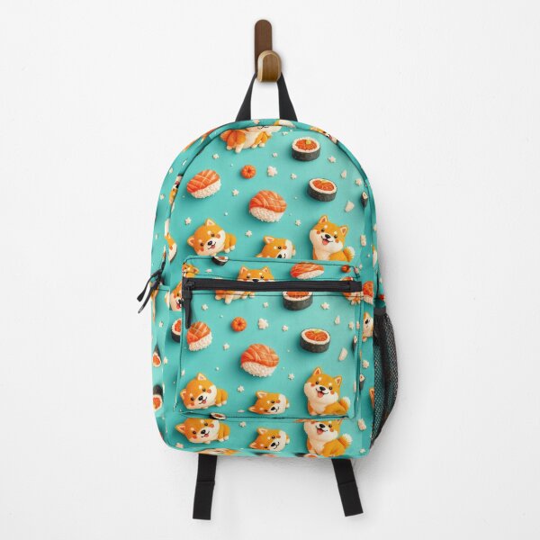 Item preview, A vibrant 3D pattern background showcasing playful Shiba Inus with sushi, perfect for fun and quirky pet-themed products. designed and sold by AlwaysHome.