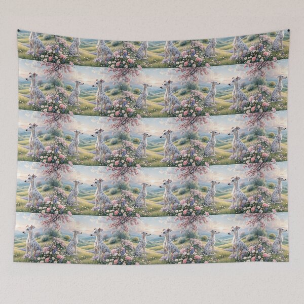 Item preview, An enchanting 3D pattern background featuring graceful Whippets in a dreamy landscape, perfect for artistic pet designs and home decor. designed and sold by AlwaysHome.