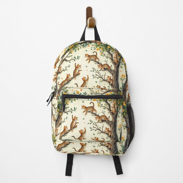 Item preview, A dynamic 3D pattern background depicting agile Bengal cats climbing trees, perfect for adventurous pet designs and outdoor-themed projects. designed and sold by AlwaysHome.