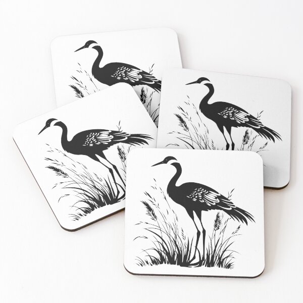 Item preview, Crane Bird Garza Grus Heron Egrets Marsh Wetland Fowls designed and sold by inkoutninja.