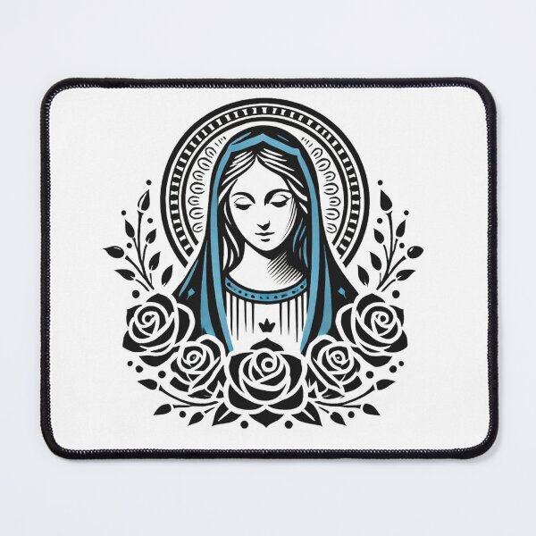 Item preview, Elegant Marian Portrait with Roses and Halo designed and sold by John-NW-Shop.