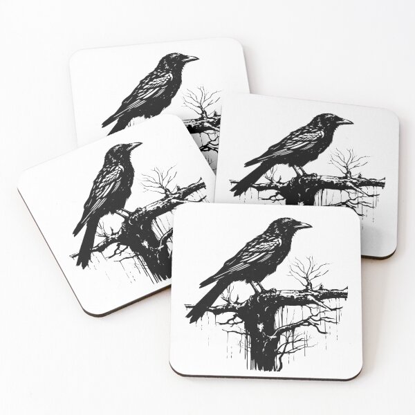 Item preview, Raven Crow Full Moon Eerie Dark Gothic Halloween Bird designed and sold by inkoutninja.