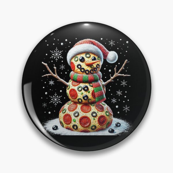Item preview, Festive Pizza Snowman with Holiday Hat and Scarf – Christmas Food Art designed and sold by love3617.