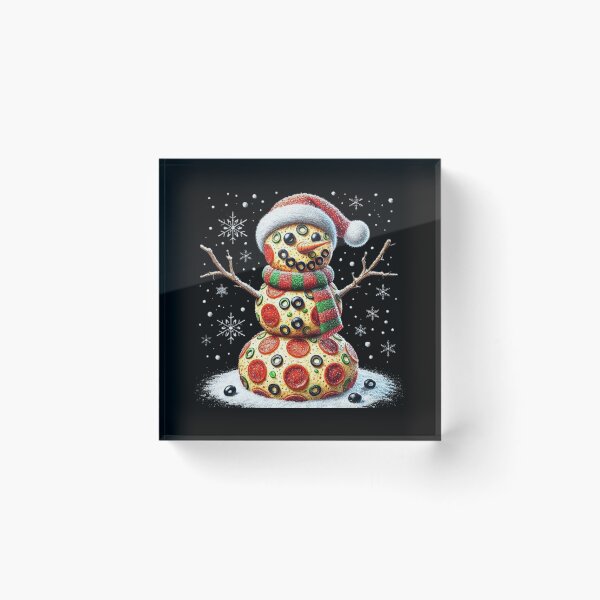 Item preview, Festive Pizza Snowman with Holiday Hat and Scarf – Christmas Food Art designed and sold by love3617.