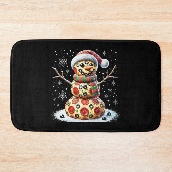 Item preview, Festive Pizza Snowman with Holiday Hat and Scarf – Christmas Food Art designed and sold by love3617.