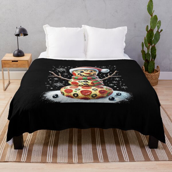Item preview, Festive Pizza Snowman with Holiday Hat and Scarf – Christmas Food Art designed and sold by love3617.