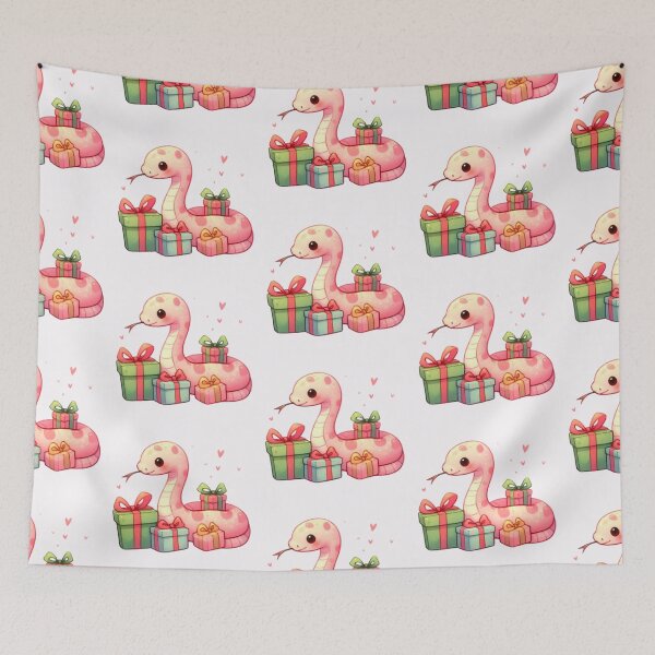 Item preview, Strawberry snake with Christmas presents  designed and sold by DaintyDooodles.