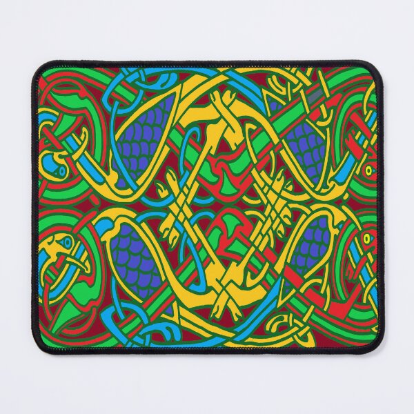 Item preview, Colorful Celtic Cranes and Dogs Red Background designed and sold by aginlow.