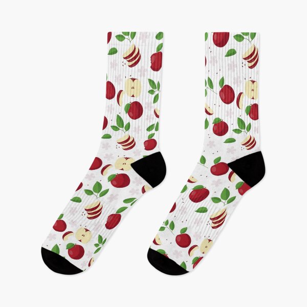 Aperçu de l'œuvre Motif de pommes rouges, de fleurs et de feuilles créée et vendue par idovedesign.