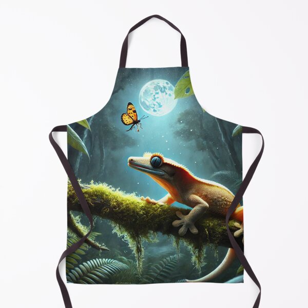 Item preview, Vivid Nocturnal Crested Gecko Hunting in Moonlit Forest designed and sold by NocturnalNook.