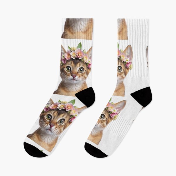 Item preview, Baby Abyssinian cat wearing floral crown designed and sold by LazyOwlStore.