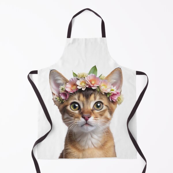 Item preview, Baby Abyssinian cat wearing floral crown designed and sold by LazyOwlStore.