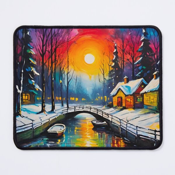 Item preview, Frozen Canal Boat in Christmas Wonderland designed and sold by GrizzlyCollective.