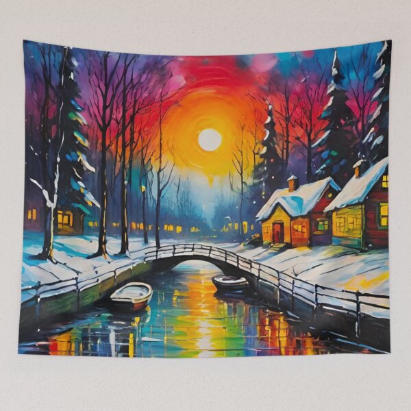 Item preview, Frozen Canal Boat in Christmas Wonderland designed and sold by GrizzlyCollective.