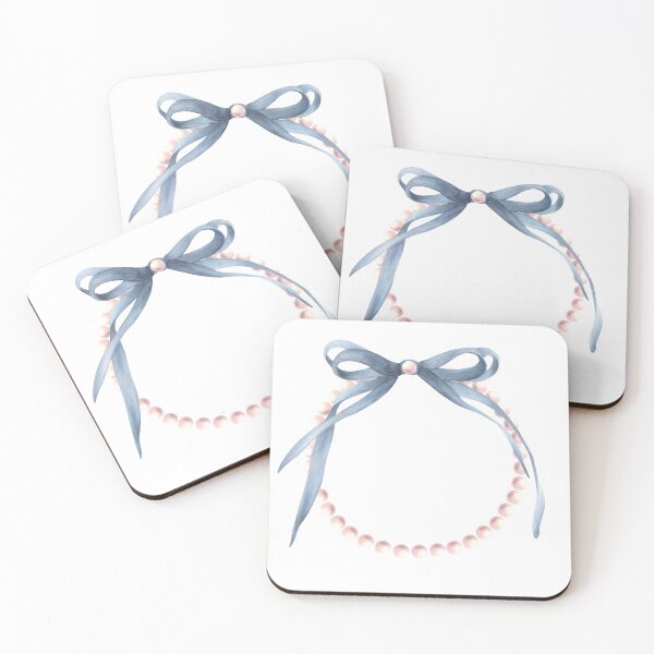 Item preview, Pearl frame with blue grey bow. Watercolor hand drawn illustration. Pearly necklace with ribbon. designed and sold by BartolArt.